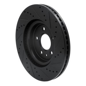 Ford Flex Brake Rotor (1) - Front Left - R1 Concepts - Drilled & Slotted - Black - `11-`19